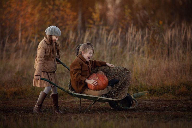 тыква, дети, осень Праздник урожаяphoto preview