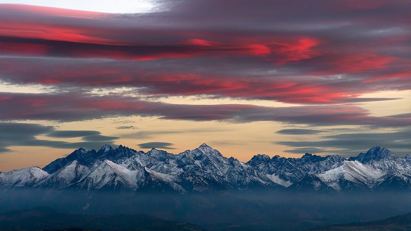 tatry, mountains, tatra, sunset, telephoto, panorama Tatra Mountainsphoto preview