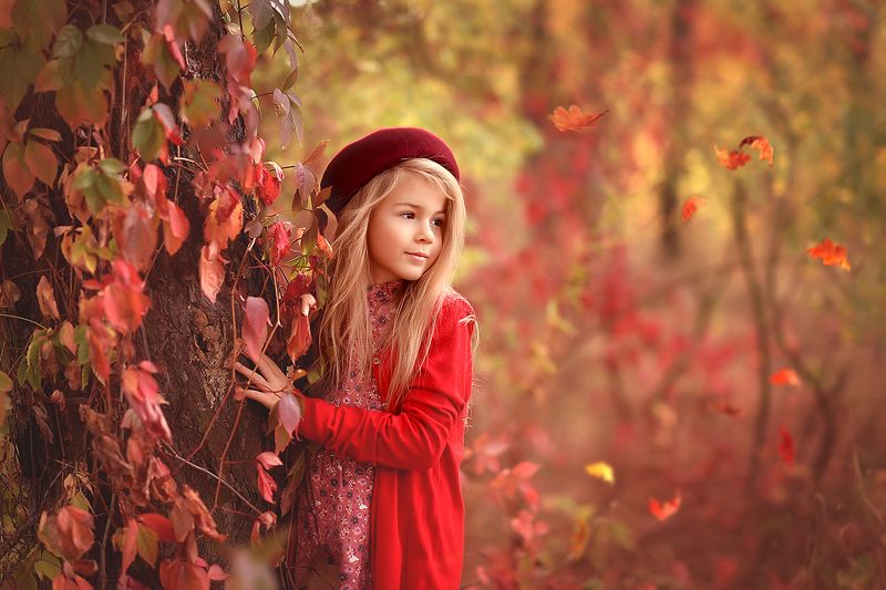 золотая осень, девочка, краски осени, сказка, красота В осеннем лесуphoto preview