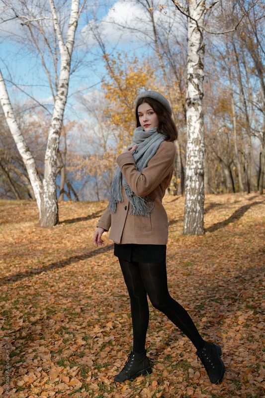 девушка, осень, портрет, березы *** фото превью