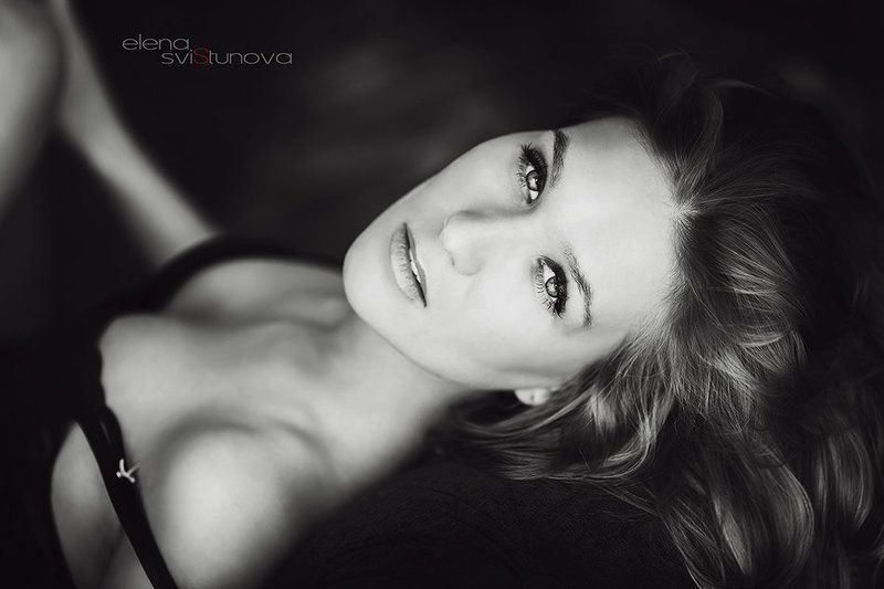 Глаза, Гламур, Девушка, Красота, Фотосессия, Черно-белое Эленphoto preview