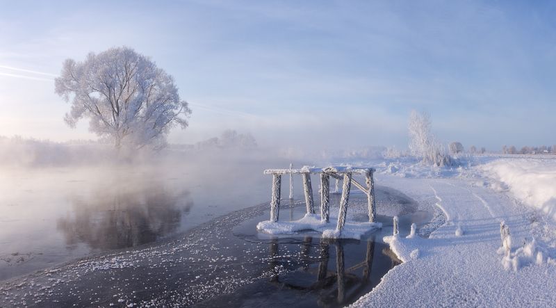 свислочь, утро, иней, туман, лед Фрагменты зимнего утраphoto preview