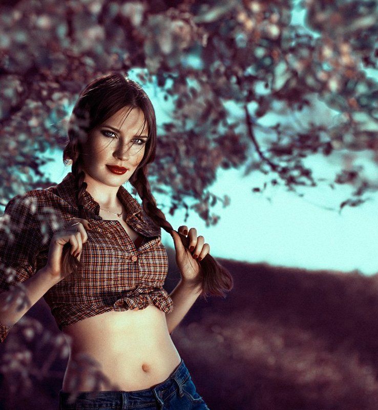 Girl, Grass, Outdoors, People, Portrait, Spring, Sunlight, Trees, Varicolored Сrazy springphoto preview