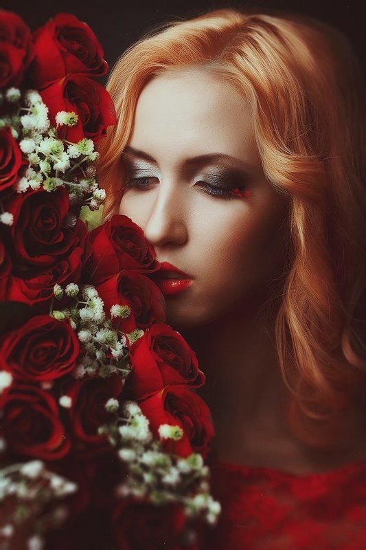 девушка, портрет, фото, цветы ***photo preview