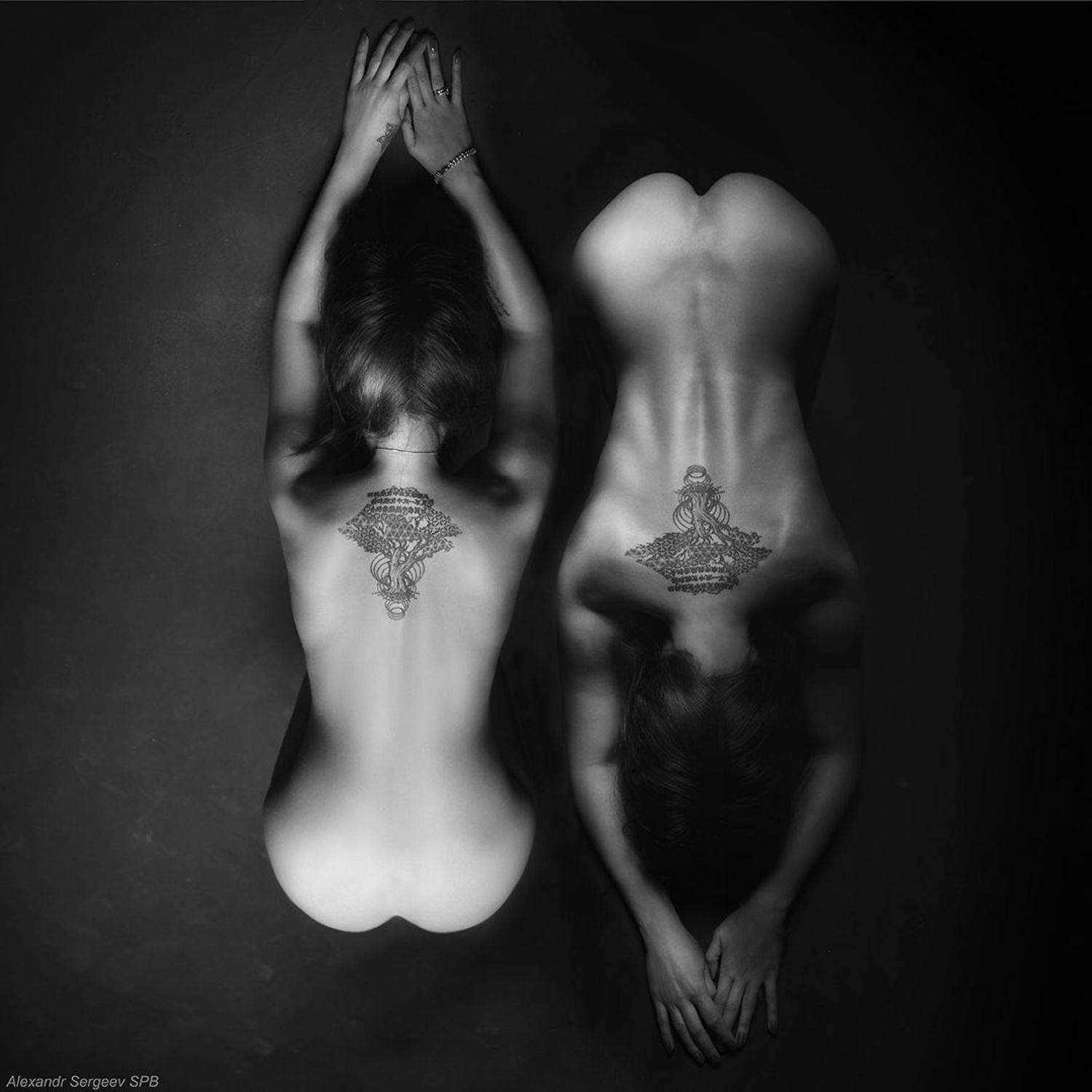 девушки,обнажённые,йога,асана,концептуальное,ч/б, Александр Сергеев