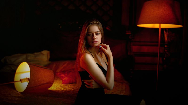 Портрет, интерьерная съемка, платье, 35мм, Indoor, art, portrait, 35mm, Beauty Nastya 2021photo preview