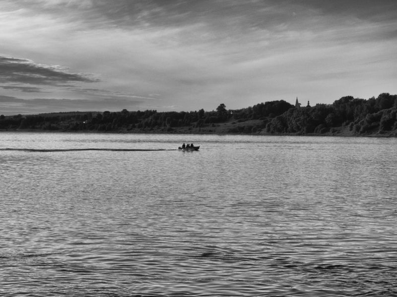 Black and white, Monochrome, Landscape, Volga, Russia Once in Volga town фото превью