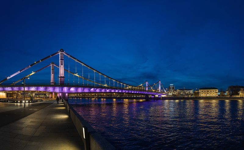 мост, мосты, москва, архитектура, вечер, небо, огни, свет, осень Крымский мостphoto preview