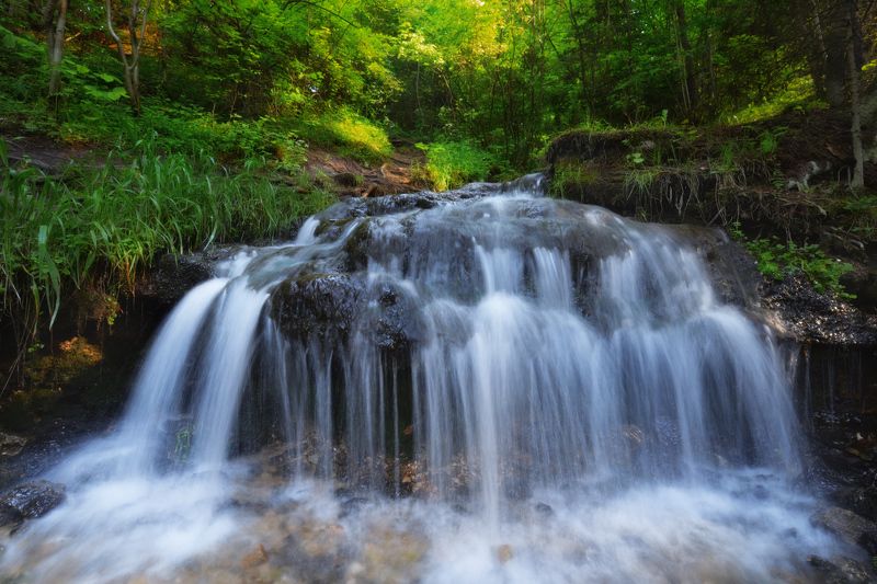 водопад лето трава вода Гремячийphoto preview
