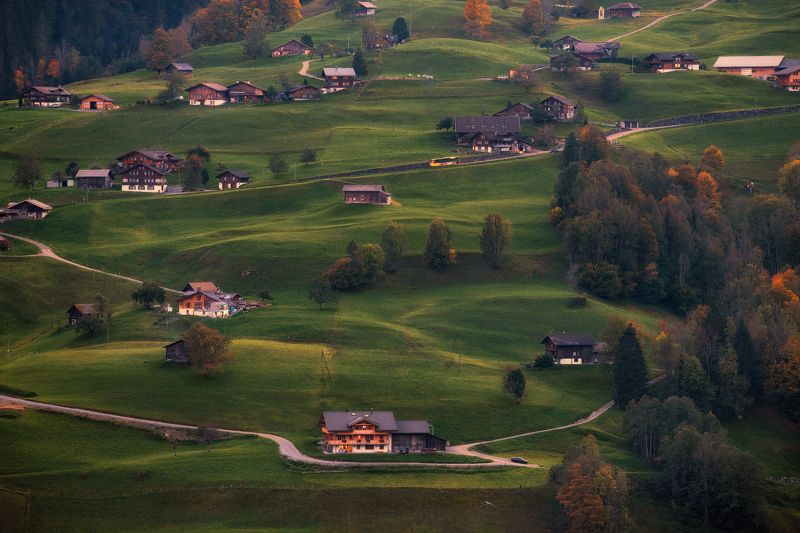 sunset. switzerland. grindelwald peaceful lifephoto preview
