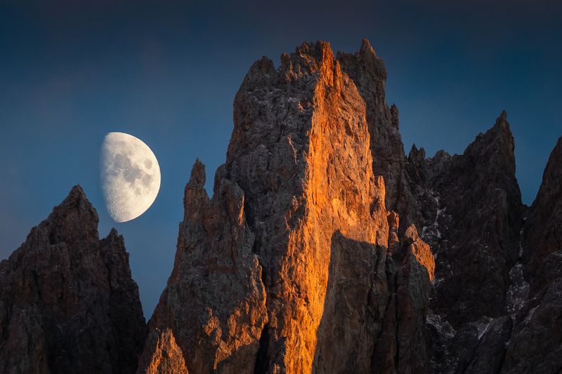 mountains, autumn, dolomites, italy, moon Evening in the Mountainsphoto preview