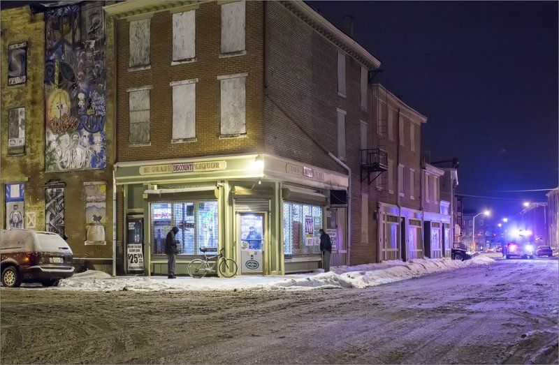 ночь-город-снег-магазинphoto preview