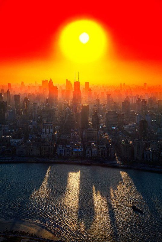 City, Вечер, Город, Закат, Китай, Мегаполис, Небоскреб, Оранжевый, Свет, Солнце, Фильтр, Шанхай Вечерний Шанхай в оранжевом фильтреphoto preview