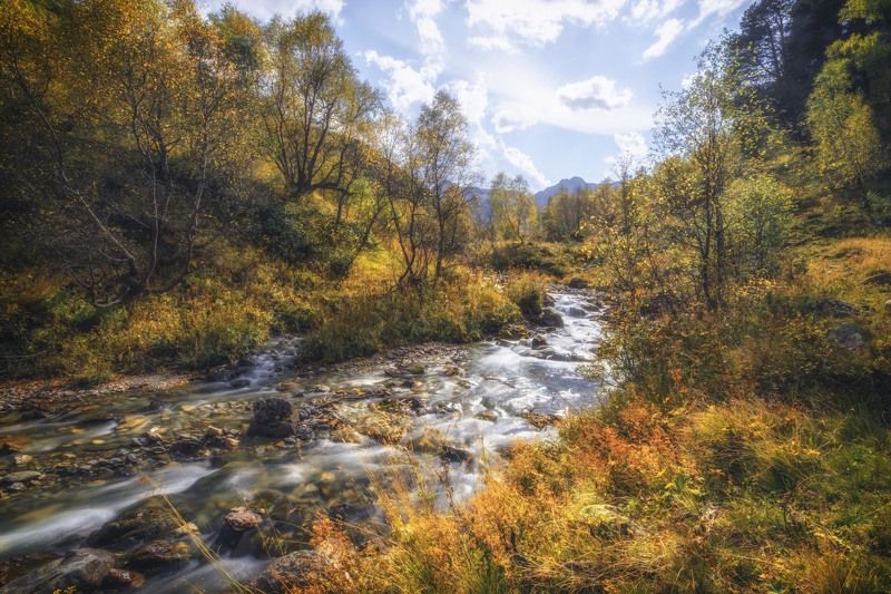 пейзаж, горы, кавказские горы, природа россии, архыз, Осень в горахphoto preview