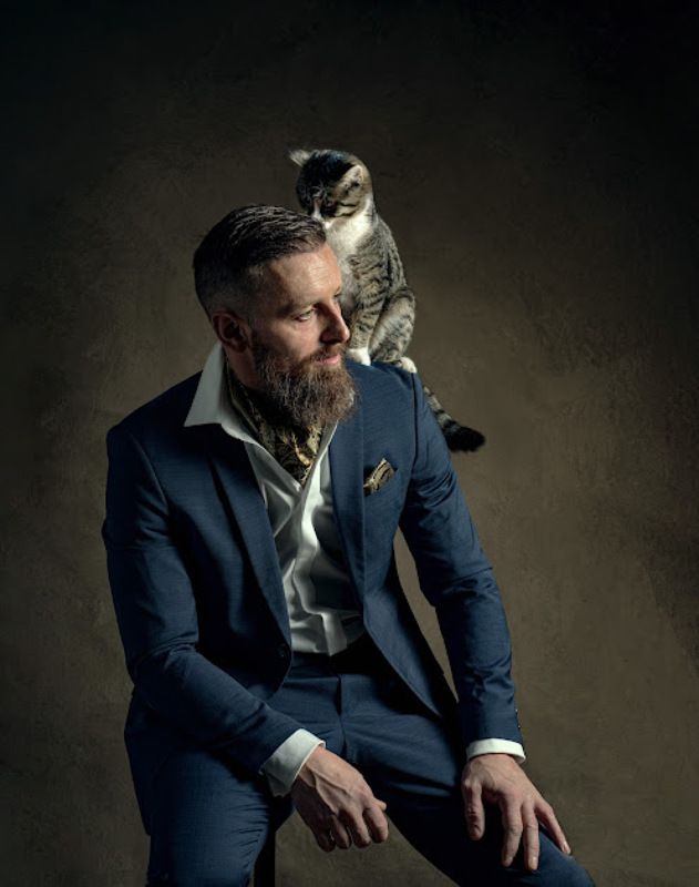 portrait, man. photo cat portrait of a man with a cat 2photo preview