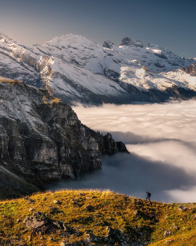 swiss, switzerland, alps, mountains, europe, clouds, sunrise, amazing, landscape, mountain, colours, contrast, glow, alps, swiss alps, Morning in Swiss Alpsphoto preview