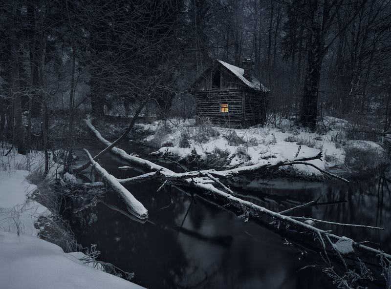 дом, речка, лес, бурелом Домик в лесуphoto preview