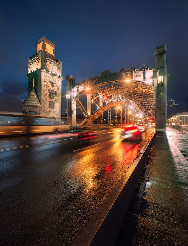 санкт-петербург, город, большеохтинский мост Большеохтинский мост после дождяphoto preview