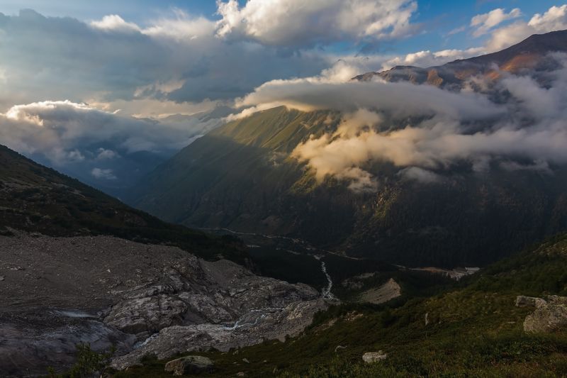 горы, альпинизм, кавказ, ледники вечер золотой....photo preview