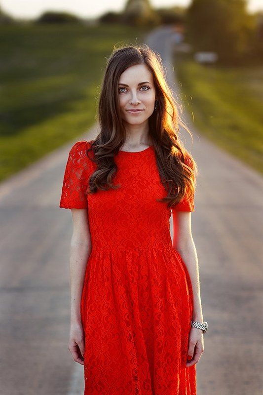 girl, red, вечер, девушка, дорога, красный, платье photo preview
