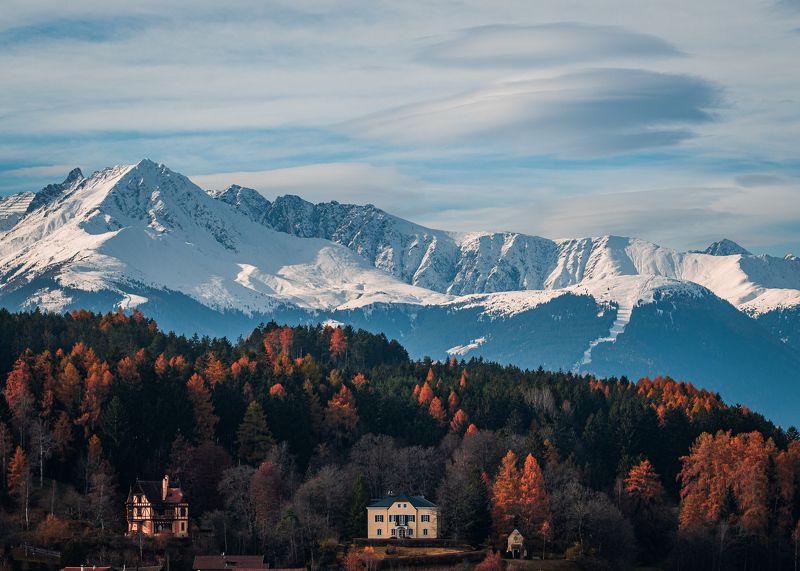 горы облака Альпы Австрия пейзаж Под защитой леса и горphoto preview