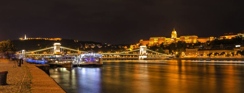 ночь, панорама, будапешт, европа, дунай, река, отражение, архитектура, мост Ночной Будапештphoto preview