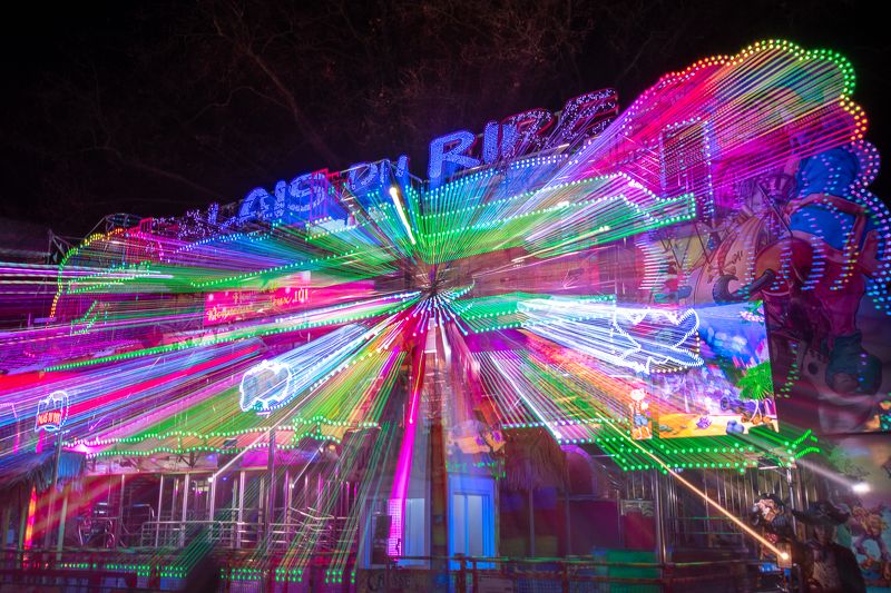 roundabout; fun fair; zooming; long exposure; lights; slow speed; abstract; At fun fairphoto preview