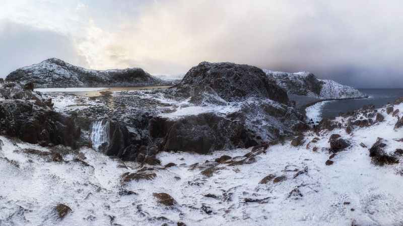 пейзаж, природа россии, кольский полуостров, север, красота природы, снег, зима, зимний пейзаж, териберка Кольский полуостров укрыло снегомphoto preview