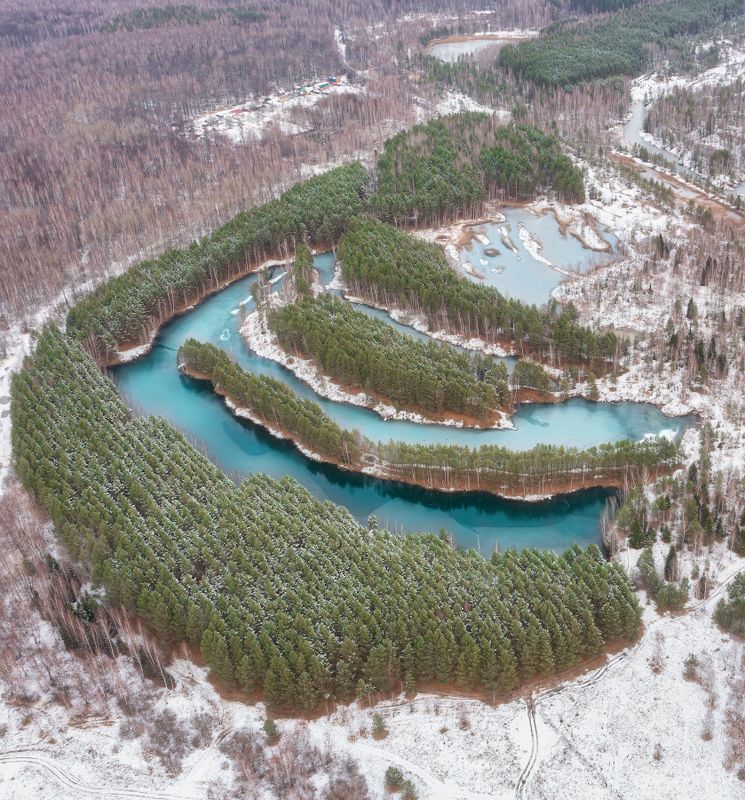 Замёрзшие голубые озёра Тульской области.photo preview
