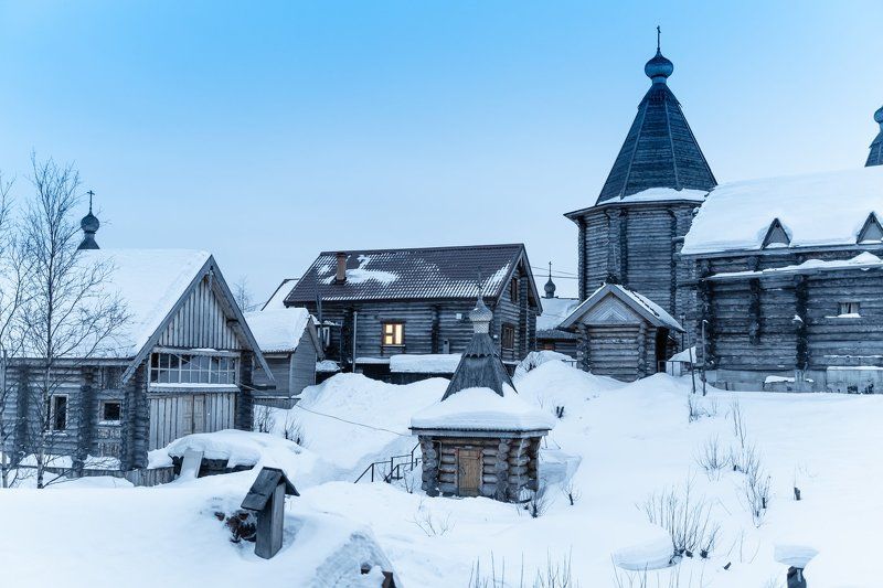 russia; house; museum; orthodoxy; saint; russian; beautiful; sightseeing; heritage; europe; christian; wooden architecture; orthodox church; monastery; unesco; historical; rural; chapel; vintage; wooden; building; landscape; religion; old; historic; summe ancient wooden monastery in the Arctic circlephoto preview