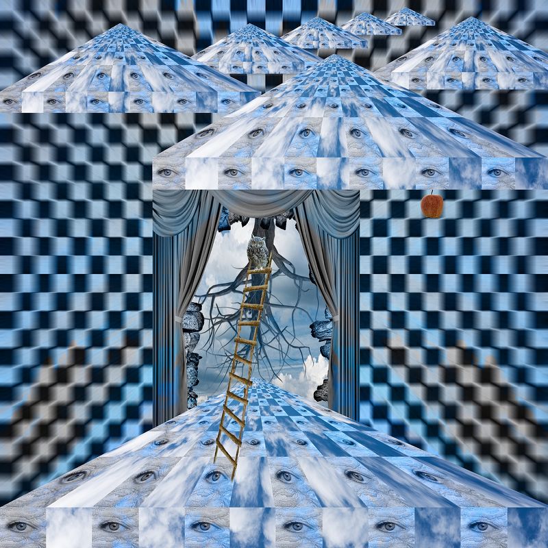 art, art image, collage, color, colors, color image, concept, conceptual, design, digital, digital art, editing, graphic, graphic work, photo collage, photography, surreal, surrealism, As Soon As Thought Reflects Itselfphoto preview