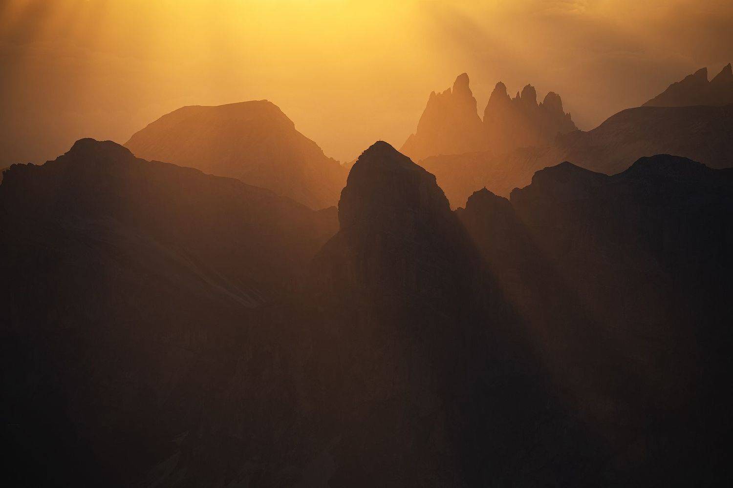 Crazy Light. Автор: Lazar Ioan Ovidiu #mountains #sunset #dolomites #light #mist #fog #summer #italy #rays, Lazar Ioan Ovidiu