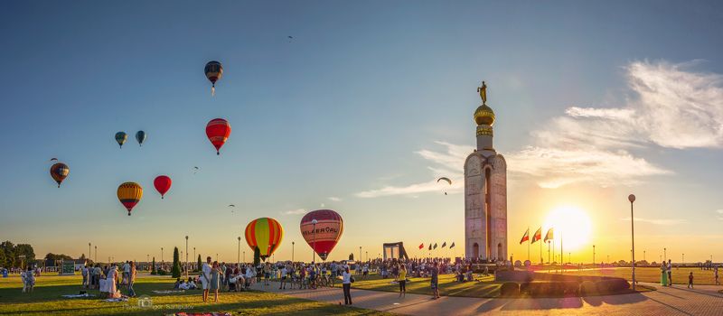 репортаж, прохоровское поле, прохоровка, полёт,  парашют, панорама, звонница, закат, воздушные шары, вечерний, белгородчина, белгородская область, аэрофестиваль, аэростат Аэрофестиваль \