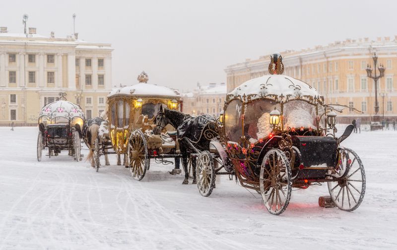 сказка, снег, зима, кареты, лошади, фонари, улица, центр, никон, тамрон Однажды в сказкеphoto preview