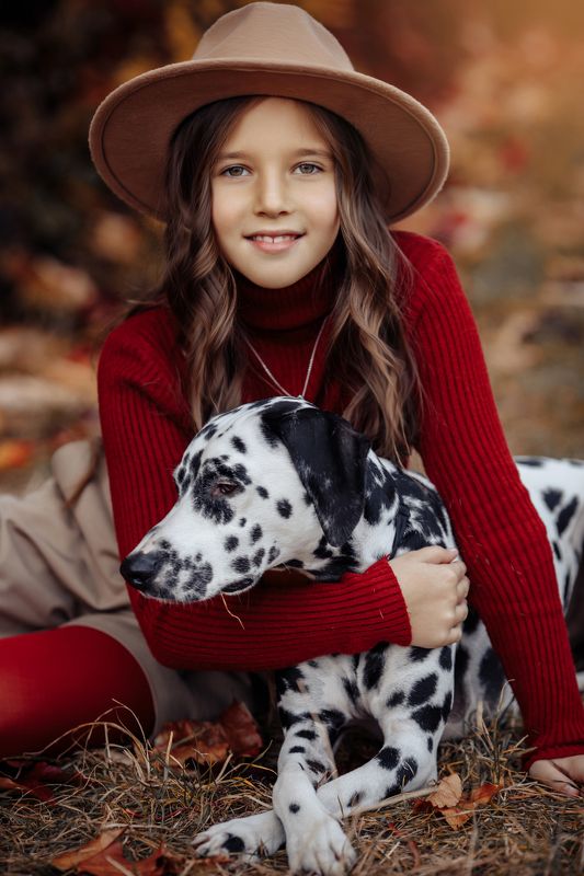 детское фото, далматинец, осень, дети, baby photo, dalmatian, autumn, children photo preview