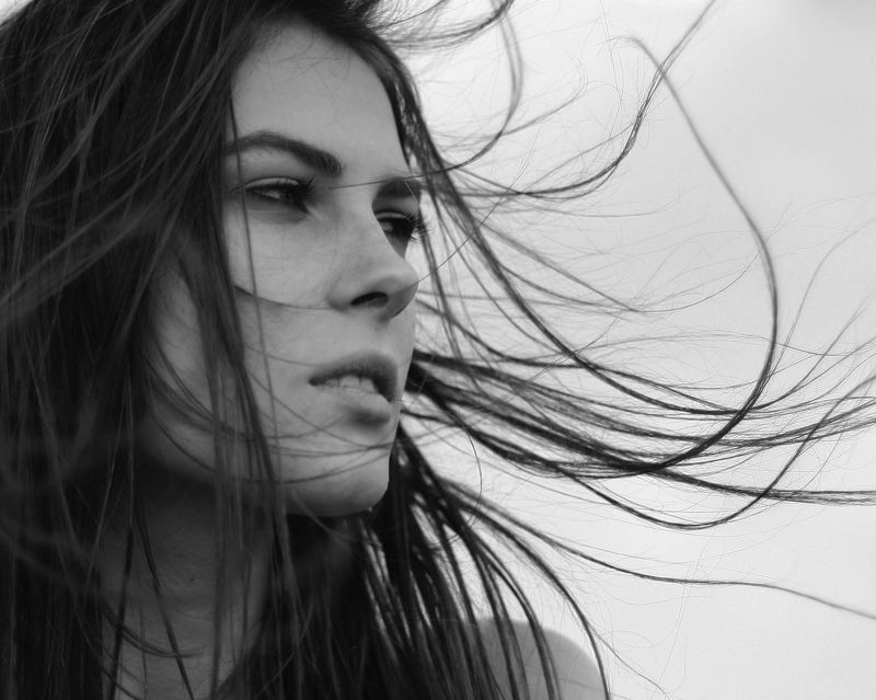 портрет, девушка, чб ***photo preview