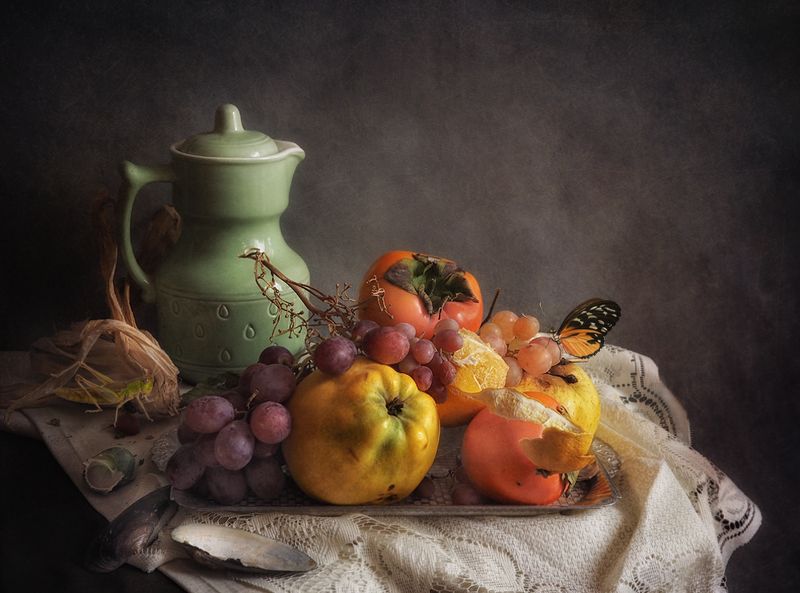 айва, фрукты, кувшин Кувшин и фруктыphoto preview