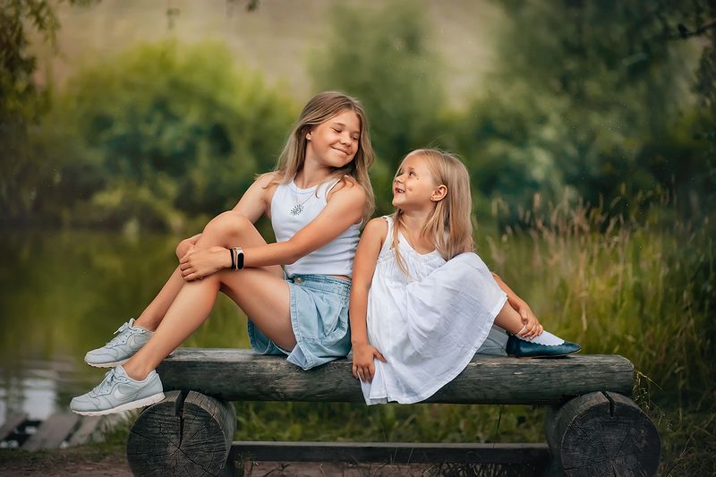 дети, девочки, лето, природа photo preview