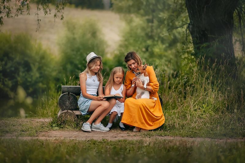дети, девочки, лето, природа, семья photo preview