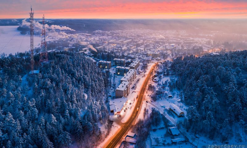 россия, карелия, лахденпохья, зима, вечер, ладога Лахденпохьяphoto preview