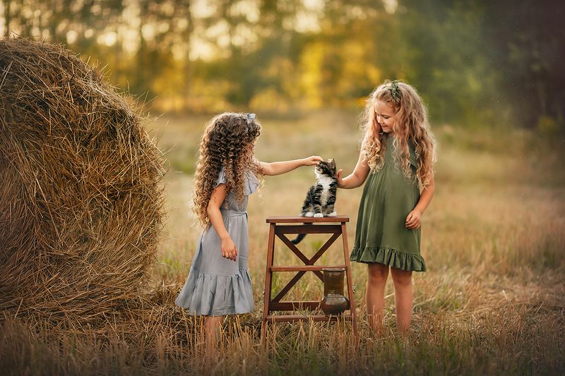 дети, девочки, лето, природа photo preview