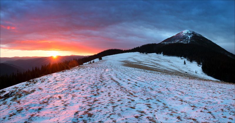 Горы, Карпаты, Рассвет, Утро Утро на поляне Хомяковphoto preview