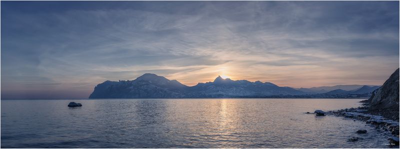 Вечер, Горы, Закат, Кара-даг, Коктебель, Крым, Море, Морской пейзаж, Панорама, Черное море photo preview