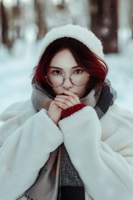 зима, мороз, снег, лес, девушка, свежесть ***photo preview