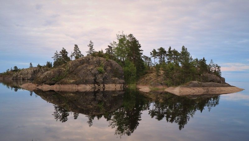 природа,лето,ночьбелая,шхерыладожские,отражеие Белые ночиphoto preview