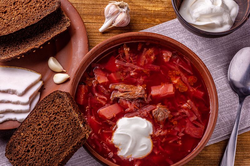 борщ, обед, еда, рустик, хлеб, натюрморт Обедphoto preview