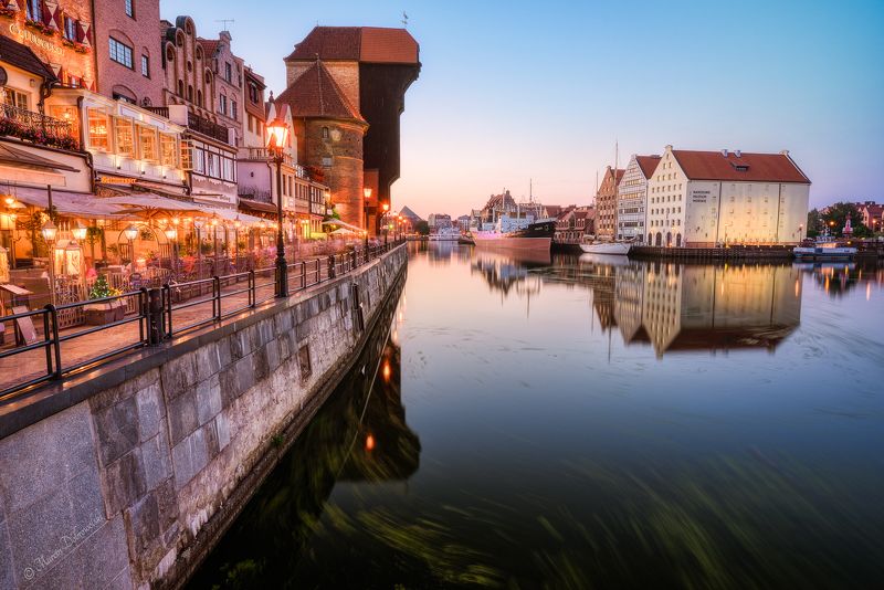 outdoors, river, famous place, architecture, city, dusk, old town, reflection, travel, blue, Gdańsk, Tullusion, Nikon, Tamron, fotografia,  blue hour,  Motława, lanterns, water, boulevard, dock, promenade, cityscape, landscape, Poland  Polska Roads to the Seaphoto preview