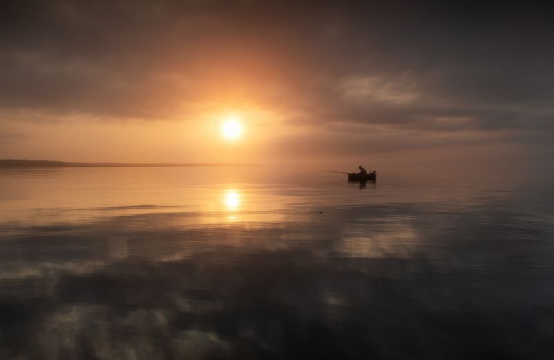 Рыбалка. Закат. Вечерняя рыбалка. фото превью