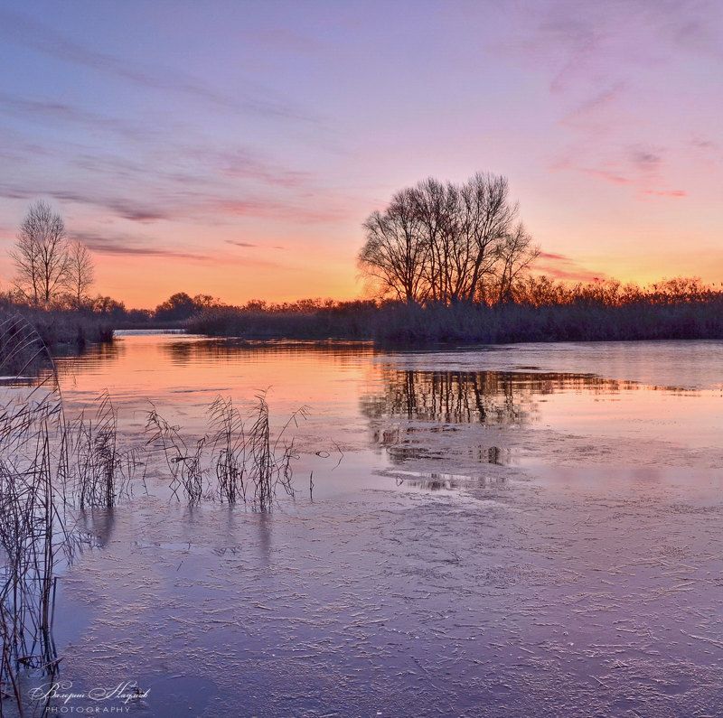 утро, восход, солнце, восход, небо, облака, декабрь, первый лёд photo preview