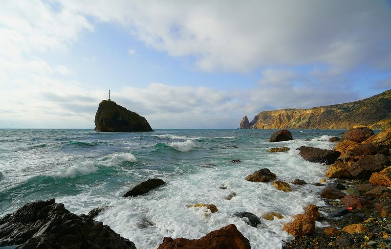 sea, horizon, coast, morning, mountain, rock, landscape, nature, cape Fiolentphoto preview
